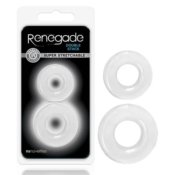 cock ring expert reviews-Renegade - Double Stack - Clear Cock Rings - Set of 2