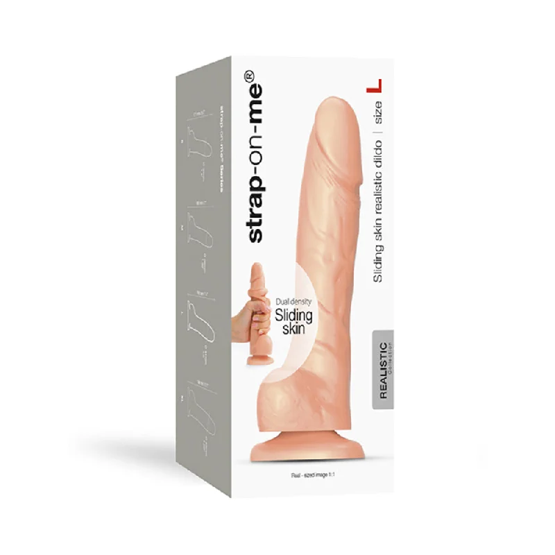 ultra-thin dildo-Strap-On-Me Realistic Collection Sliding Skin Dual-Density Silicone Dildo Vanilla L