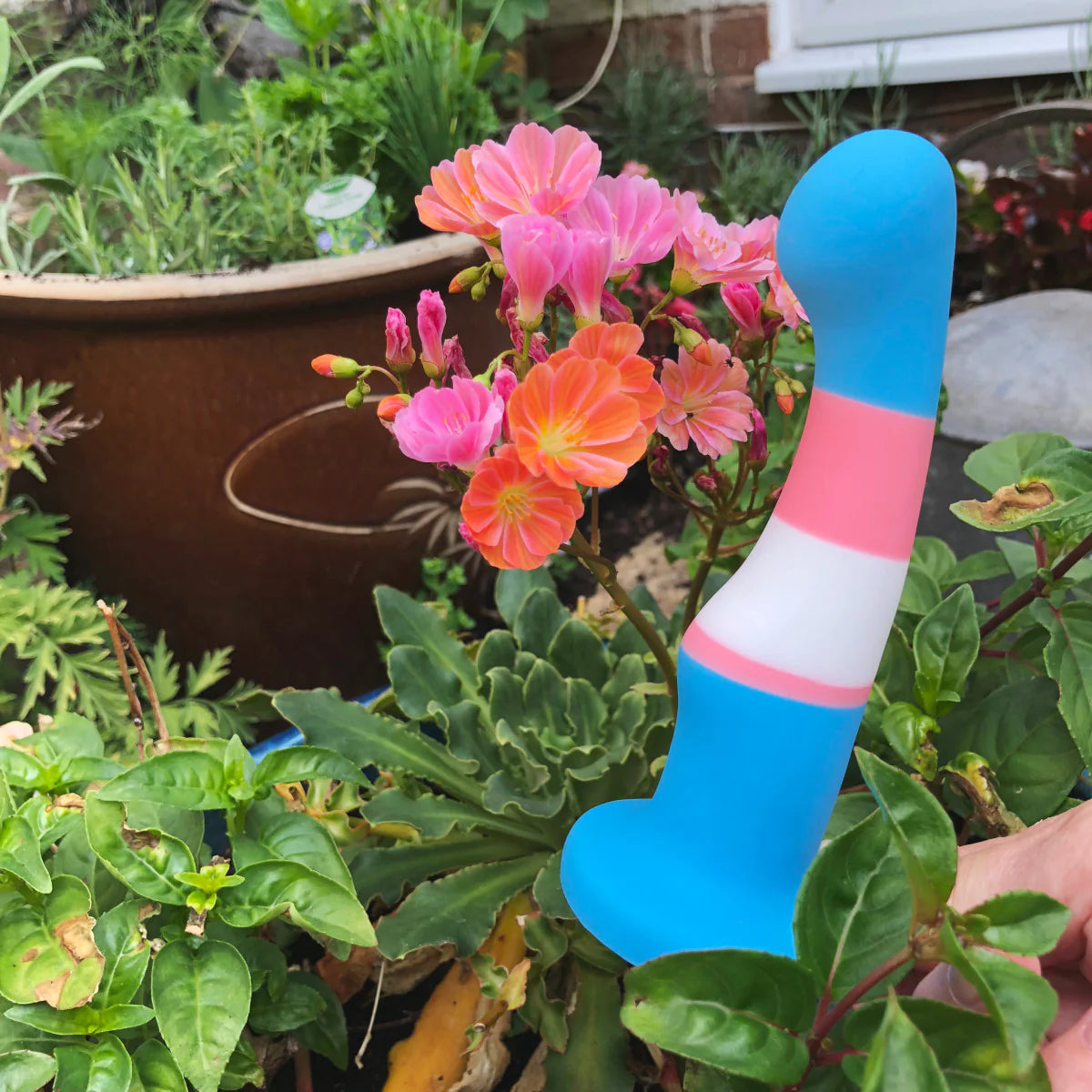 realistic thin dildo-Avant Pride True Blue P2 Artisan 6 Inch Curved P-Spot / G-Spot Dildo with Suction Cup