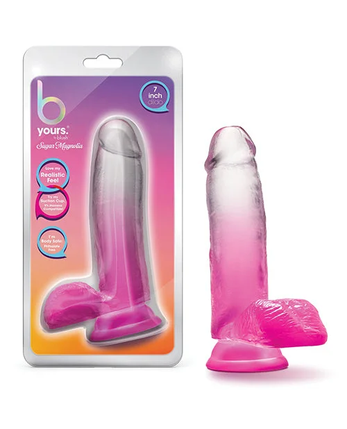 textured small dildo-Blush B Yours 7" Sugar Magnolia Dildo - Fuchsia