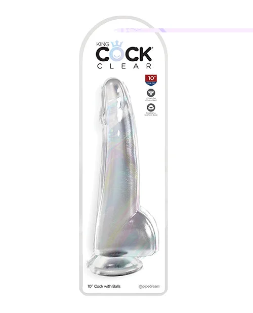 glass eco-friendly dildo-King Cock Clear 10" Cock w/Balls - Clear