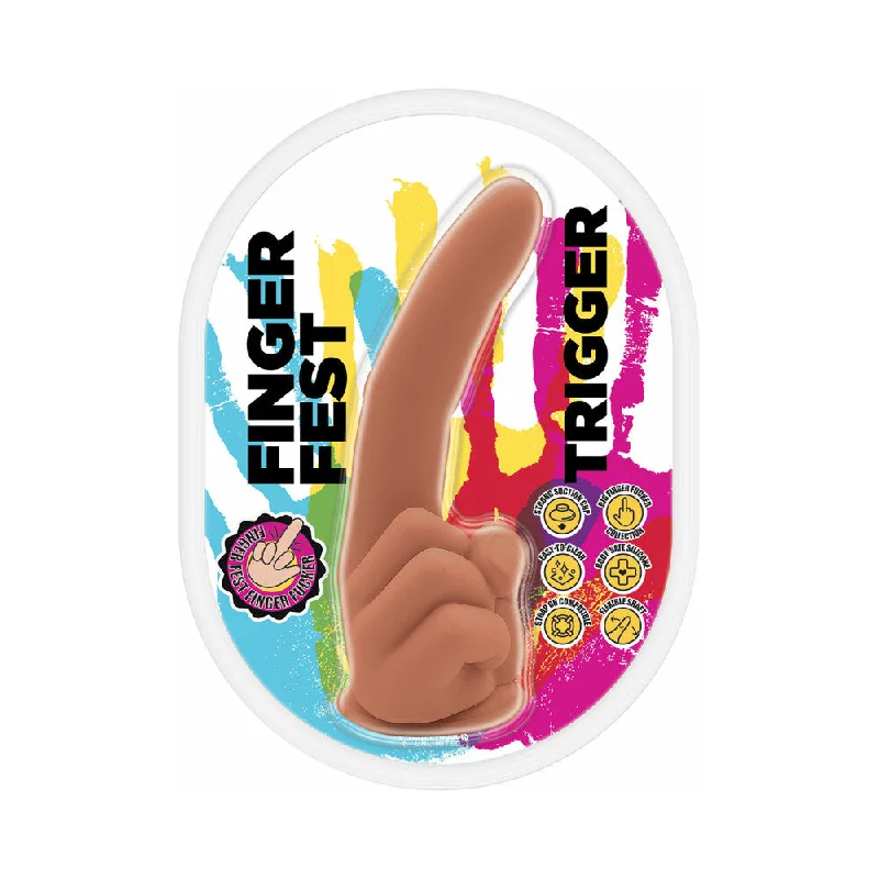 thick thrusting dildo-Finger Fest Trigger Dildo Tan