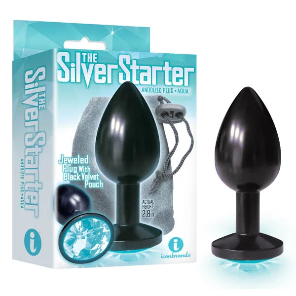 Anal toys for sensual nights-The 9's Silver Starter Butt Plug Anodised Aqua