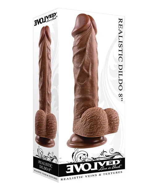 smooth suction cup dildo-Evolved 8" Realistic Dildo w/Balls - Dark