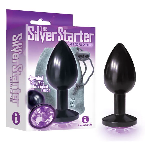 Anal toys with rechargeable battery-The 9's Silver Starter Butt Plug Anodised Violet