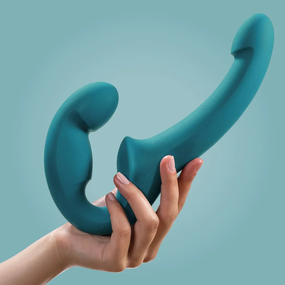 green rechargeable dildo-Fun Factory SHARE LITE POSABLE DOUBLE DILDO Deep Sea Blue