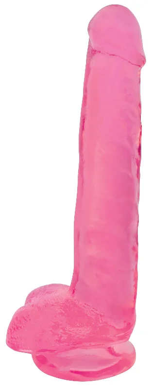 flexible dildo-8 Inch Slim Stick With Balls Cherry Ice Dildo