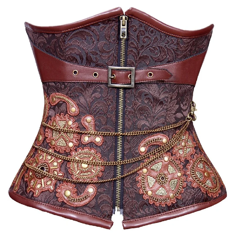 corset top dark green-Rachel Steampunk Authentic Steel Boned Underbust Corset