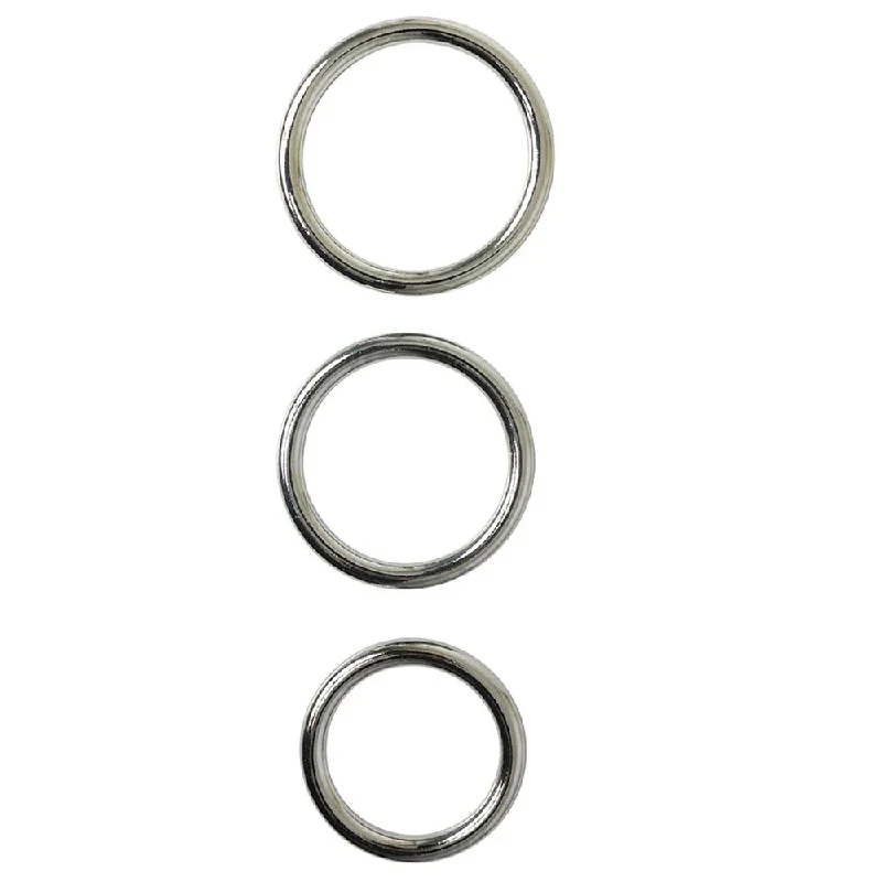 cock ring with solid quality-SPORTSHEETS Seamless Metal O-Ring 3 Pack - Metal Rings - Set of 3 Sizes