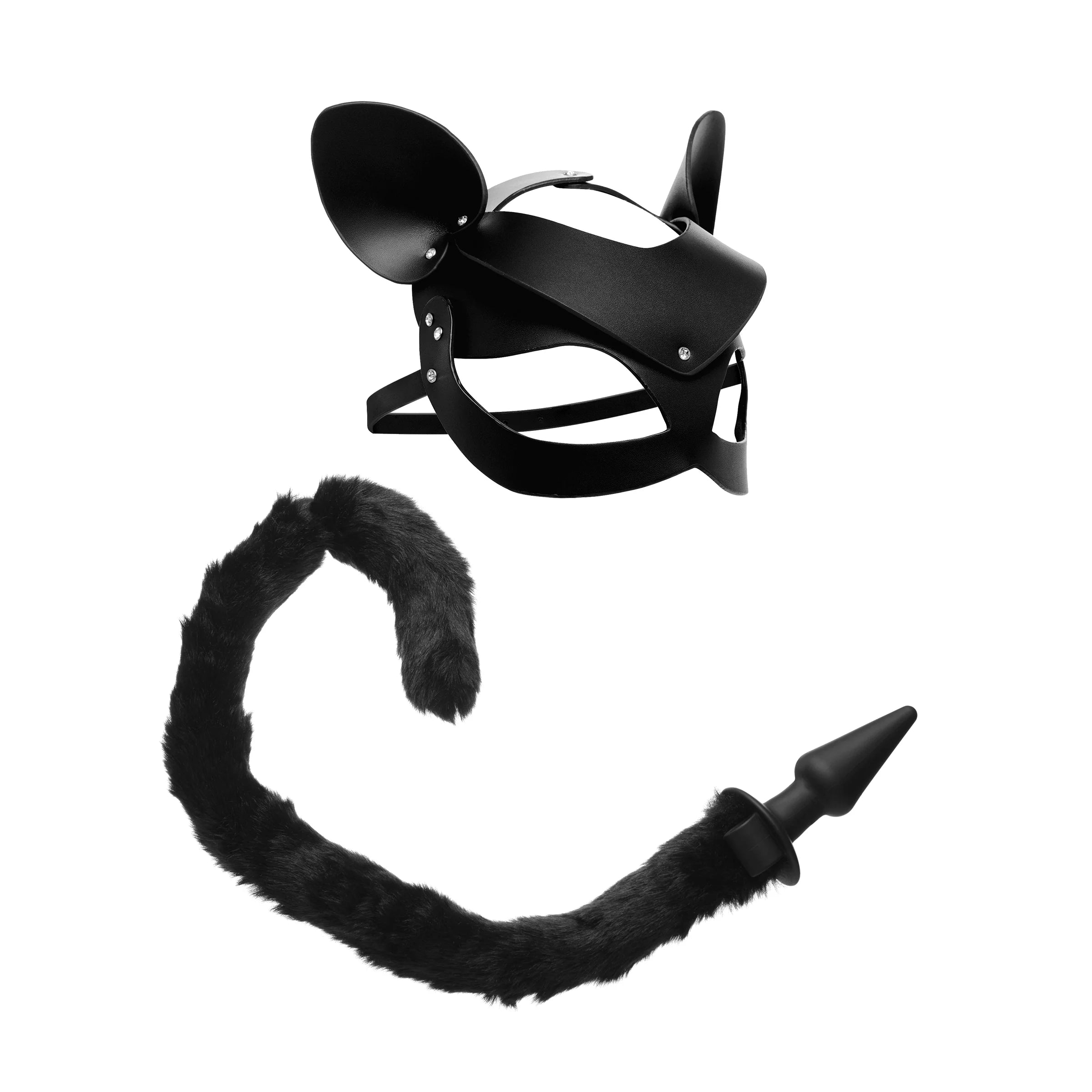 Anal toys with lightweight build-Tailz Cat Tail Anal Plug & Mask Set