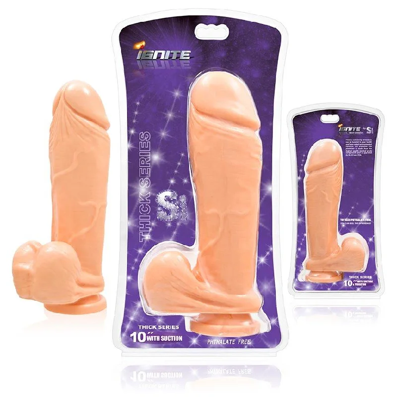 rubber veined dildo-Ignite Thick Series 10" Dildo with Suction Cup