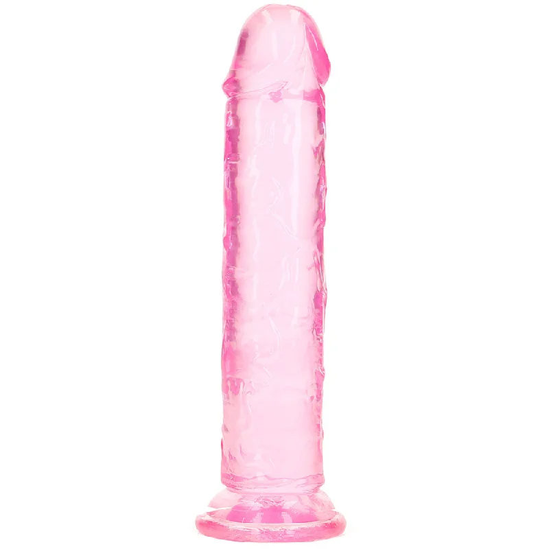 silicone discreet dildo-RealRock Crystal Clear Jelly 7 Inch Dildo in Pink