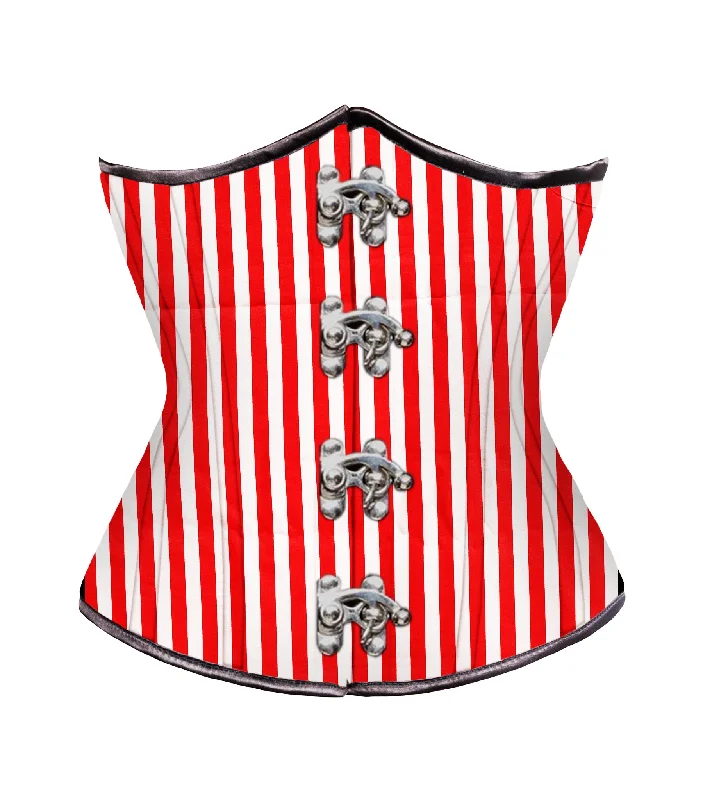 corset dress for opera-Red White Strip waist reducing  underbust corset