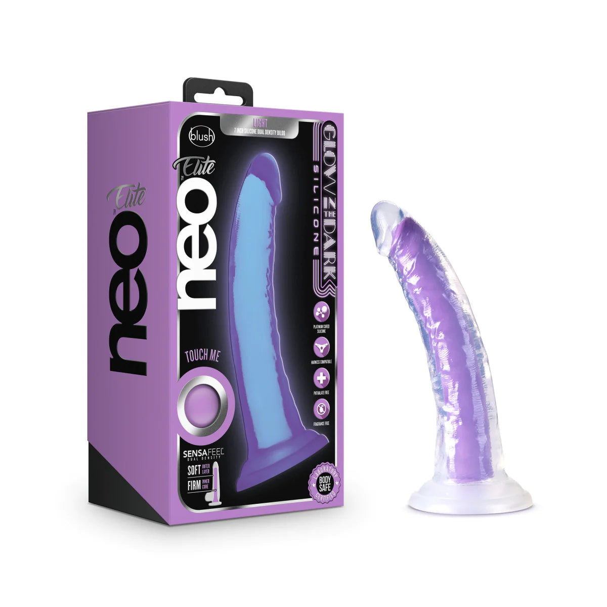 purple mini dildo-Neo Elite Glow In The Dark Neon Purple: 7.5-Inch Long Dildo