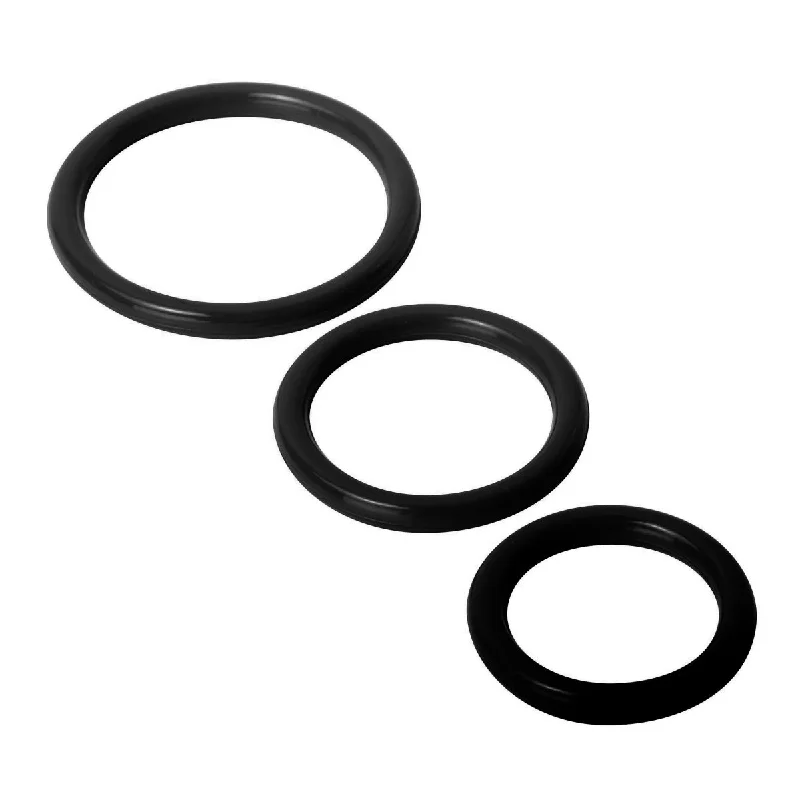 cock ring for tight vibes-Trinity For Men Cock Ring 3 Pack Silicone Black