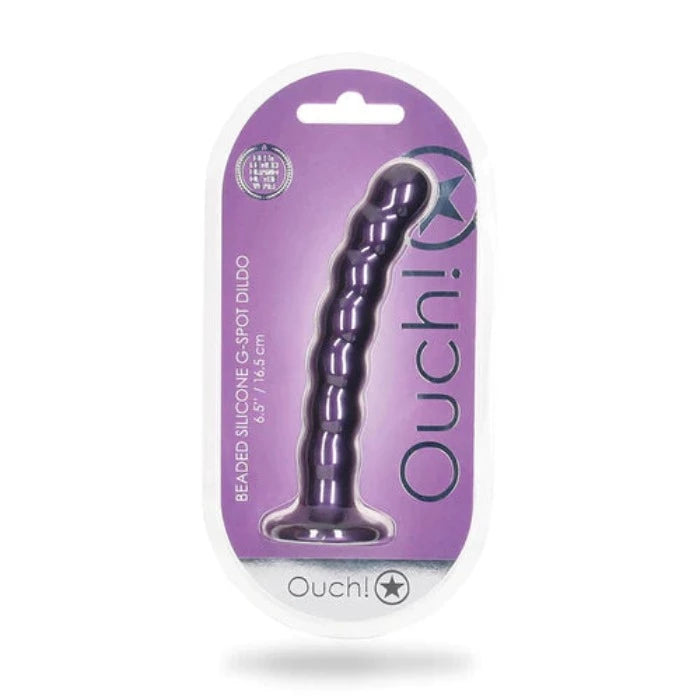 smooth large dildo-Ouch! 6.5" Beaded G-Spot Dildo -Purple