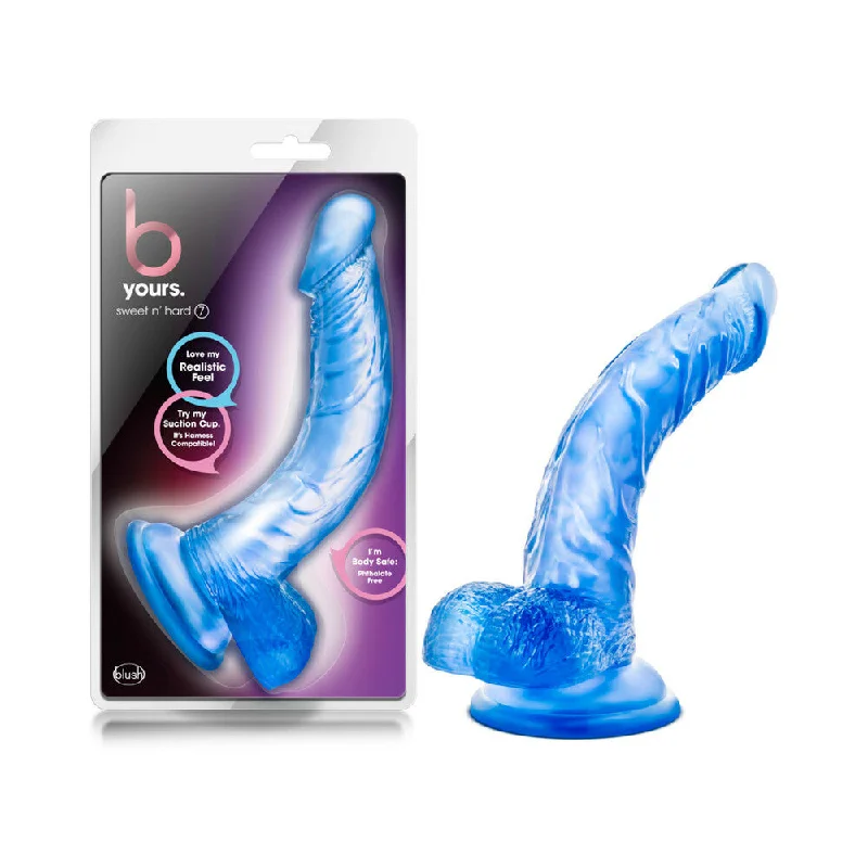 pink large dildo-B Yours Sweet 'n Hard 7 Realistic 8.5 in. Dildo with Balls Blue