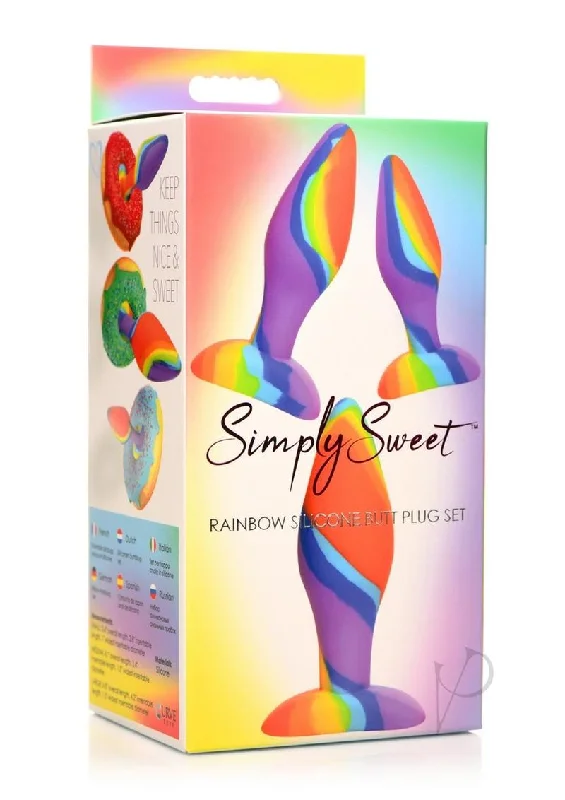 Anal toys for prostate stimulation-Simply Sweet Rainbow Silicone Plug 3pc