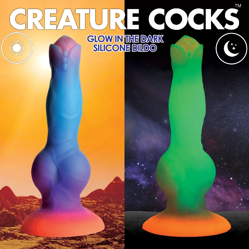 beginner strap-on dildo-Space Cock Glow-in-the-dark Silicone Alien Dildo