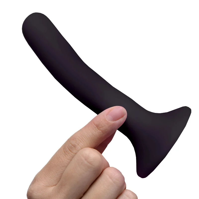 thin glass dildo-Black Silicone Strap-on Dildo -