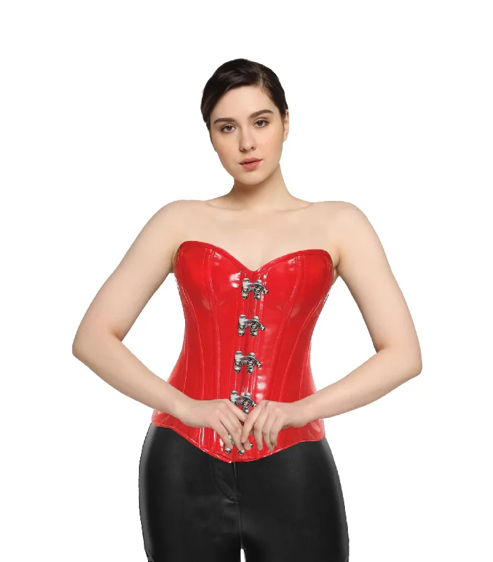 corset for scoliosis support-Red PVC Authentic Overbust Corset - Wholesale