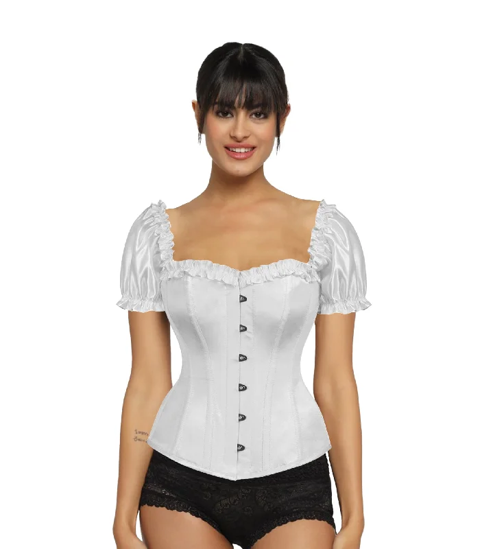 corset for weight loss-White Satin Overbust Corset