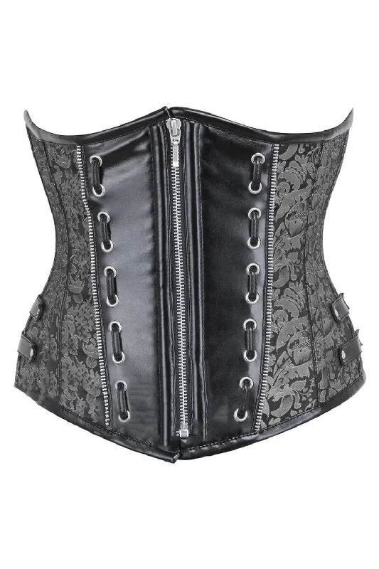 corset with geometric print-Silver Brocade Underbust Corset