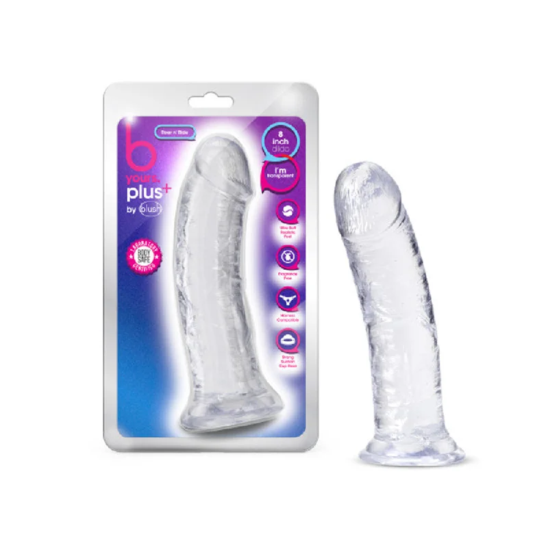 pink anal dildo-Blush B Yours Plus Roar n' Ride 8 in. Dildo with Suction Cup Clear