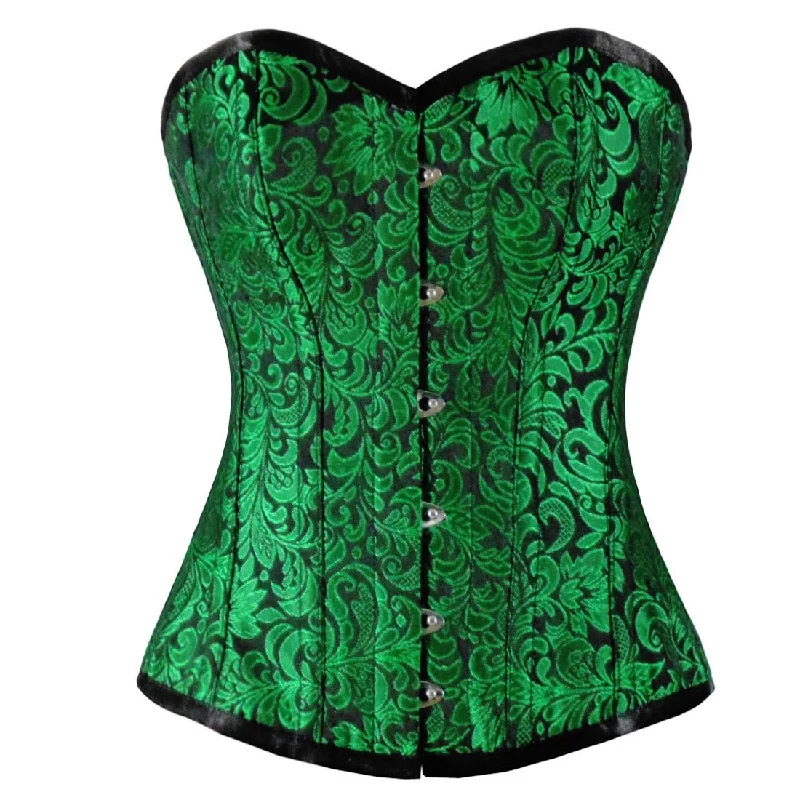 corset with metallic finish-Urania Authentic Overbust Corset Black Green