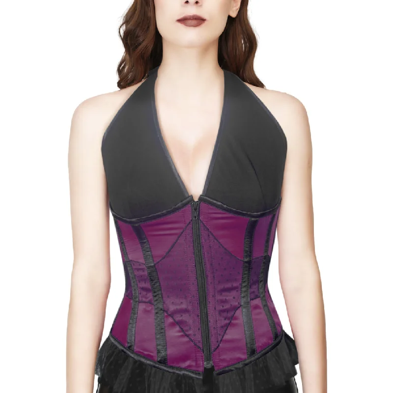 corset for hourglass figure-PURPLE UNDER BUST CORSET WITH ATTACED