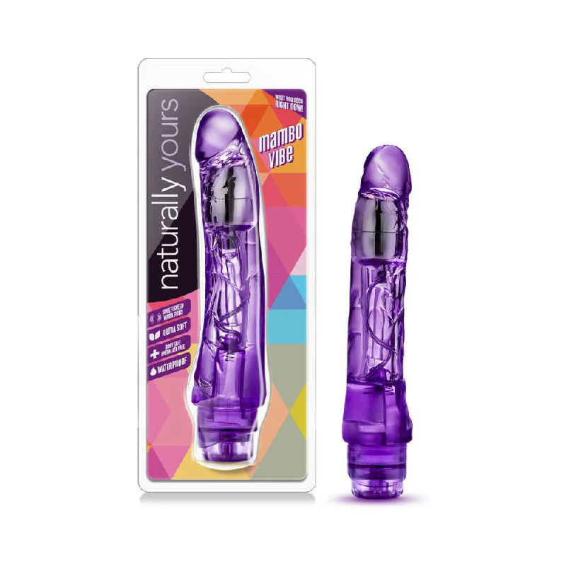 flexible anal dildo-Naturally Yours Mambo Vibe Realistic 9 in. Vibrating Dildo Purple