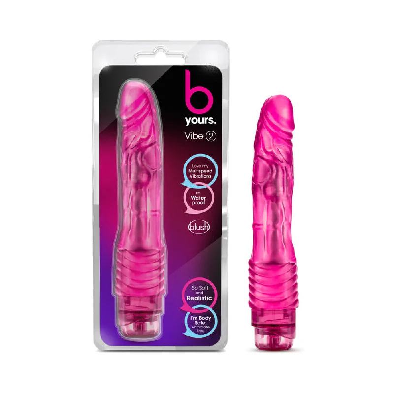 vibrating metal dildo-B Yours Vibe 2 Realistic 9 in. Vibrating Dildo Pink