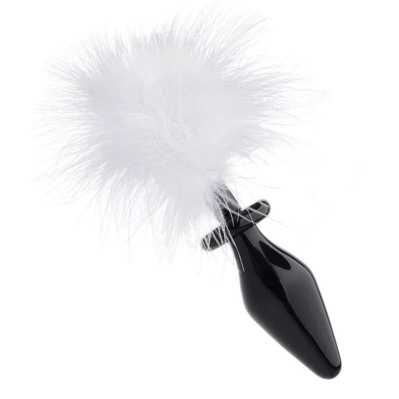 Anal toys with flexible tips-Fluffer Bunny Tail Glass Anal Plug