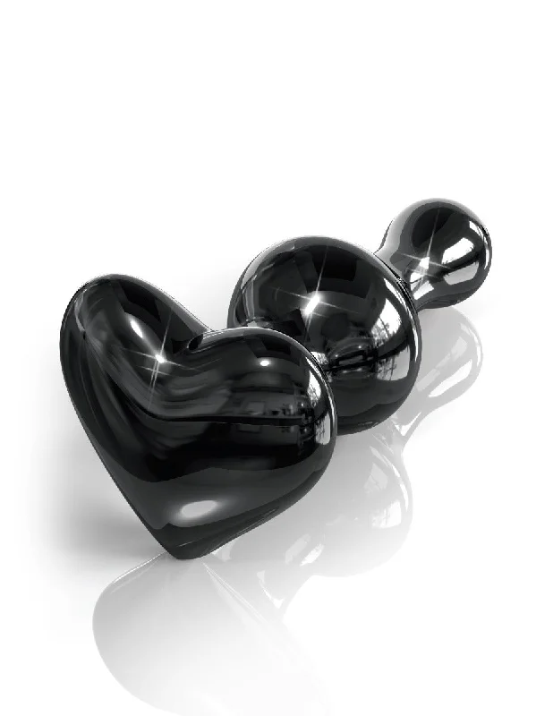 Anal toys for solo relaxation-Pipedream Icicles No. 74 Black Heart Glass Anal Plug