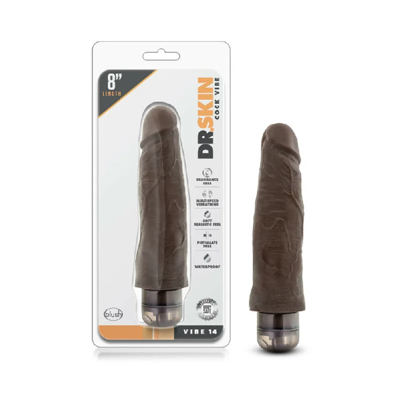 small rubber dildo-Dr. Skin Vibe 14 Realistic 8 in. Vibrating Dildo Brown