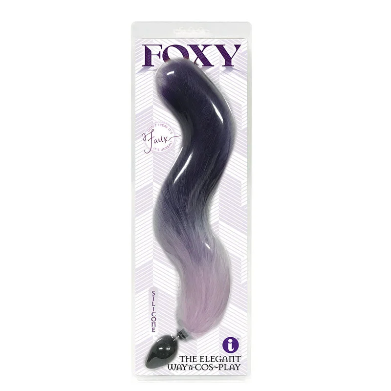 Anal toys for solo enjoyment-Foxy Fox Tail Silicone Butt Plug Purple Gradient