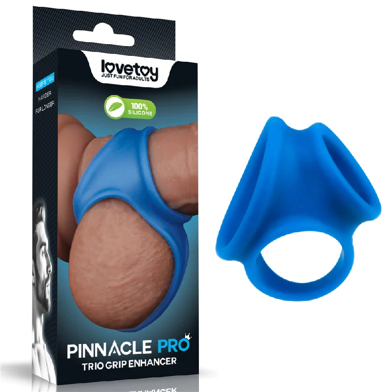 cock ring with stylish vibes-Pinnacle Pro Trio Grip Enhancer - Blue Cock & Balls Ring