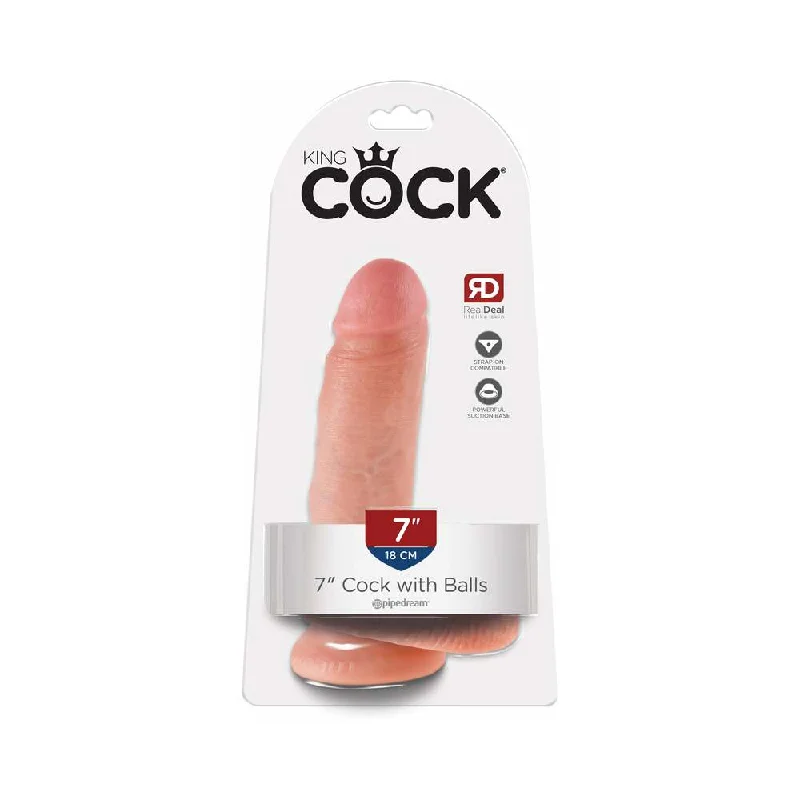 vibrating soft dildo-King Cock 7 in. Cock With Balls Realistic Suction Cup Dildo Beige