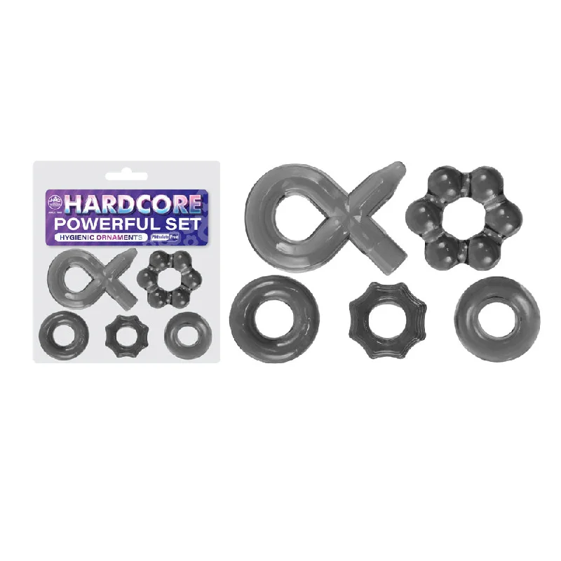 cock ring for strong joy-Hardcore Powerful Set Cock Rings - Set of 5 - Smoke Cock Rings - Set of 5