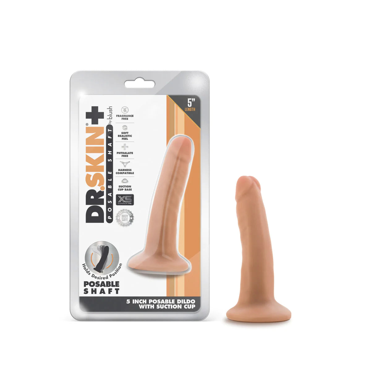 silicone USB-charged dildo-Dr. Skin Plus Realistic Vanilla 5.5-Inch Long Dildo