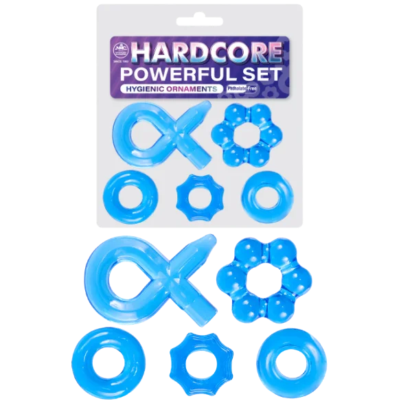 cock ring for solo playtime-Hardcore Powerful Cockring Set (Blue)