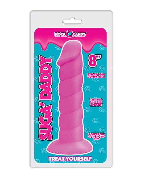 smooth hands-free dildo-Rock Candy Suga Daddy 8" Silicone Dildo - Pink