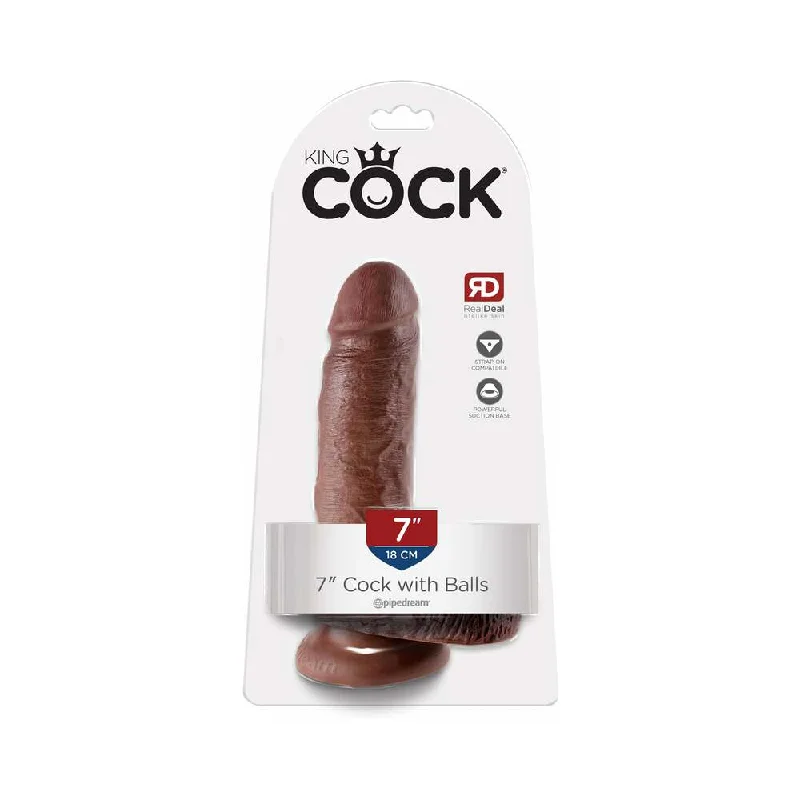 pink soft dildo-King Cock 7 in. Cock With Balls Realistic Suction Cup Dildo Brown