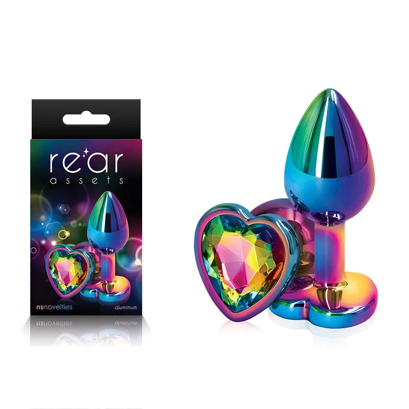 Anal toys with warranty-Rear Assets Multi Coloured Heart Butt Plug Rainbow