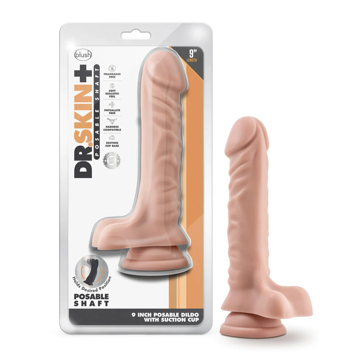 thick custom dildo-Dr. Skin Plus Realistic Vanilla 9-Inch Long Dildo