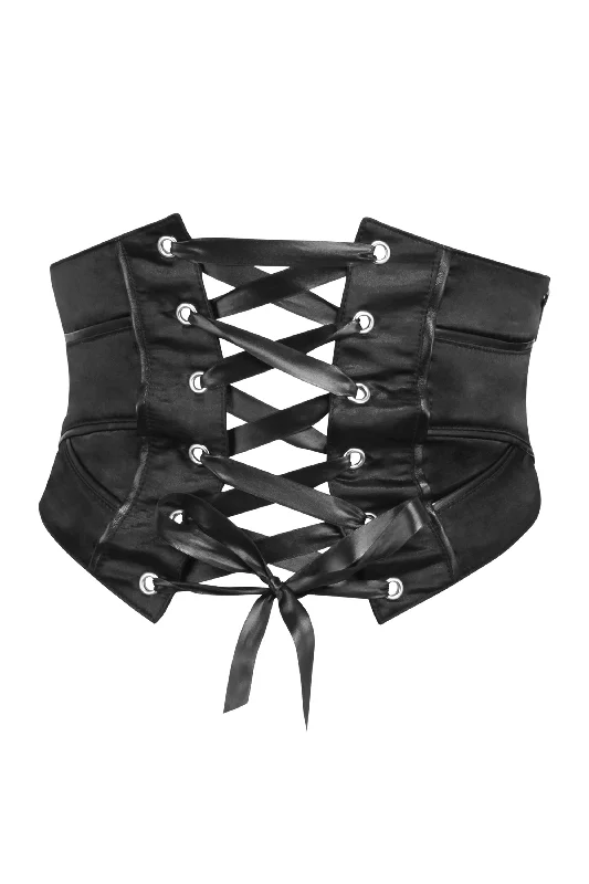 corset for body support-Corset Inspired Front Tie Belt with Side Zip