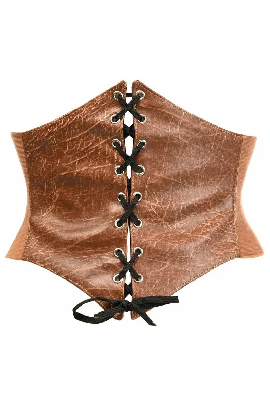 corset top purple silk-Lavish Distressed Brown Faux Leather Corset Belt