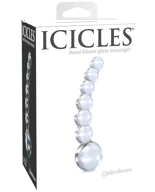 thin smooth dildo-Icicles No. 66 Hand Blown Glass G Spot Dong - Clear