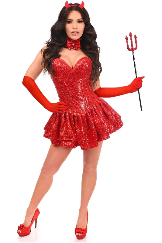 corset for evening wear-Top Drawer 5 PC Sequin Devil Corset Costume