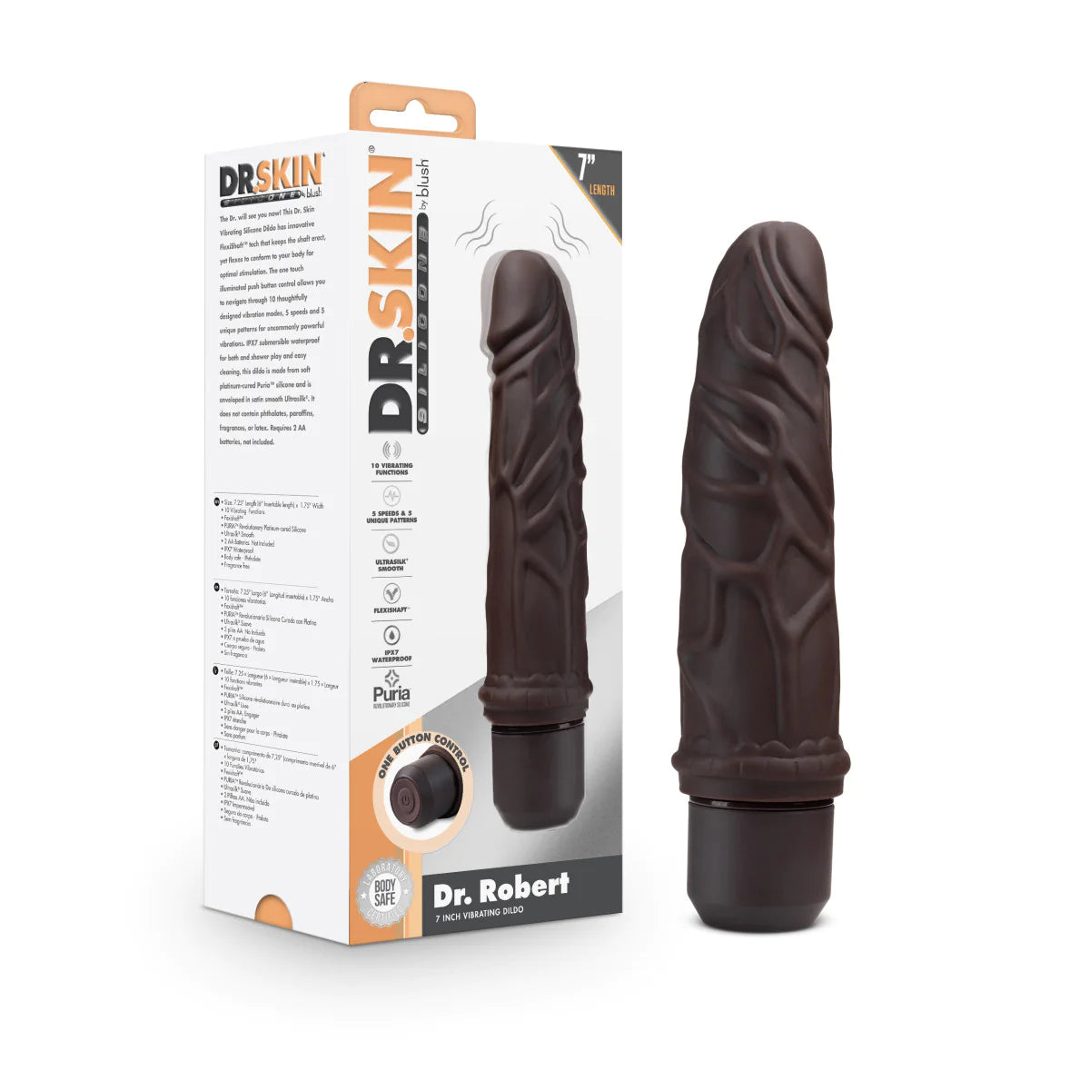 smooth rotating dildo-Dr. Skin Silicone Dr. Robert Brown 7.25-Inch Long Vibrating Dildo